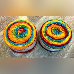 2 “Rainbow Jellys” Yarnspirations Caron Big Cakes